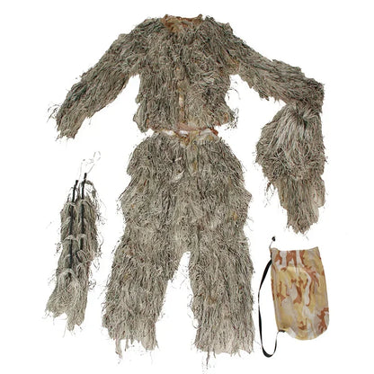 Ghillie Suit 3D Camouflage Feuilles 5 Pièces – Chasse, Airsoft, Sniper | Woodland, Désert, Neige