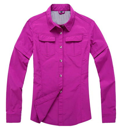 Chemise Randonnée Femme TRVLWEGO – Manches Amovibles UPF50+ Séchage Rapide Anti-Moustiques
