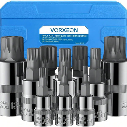 Coffret 10 Pièces XZN Triple Square Spline Bit Socket – Embouts M4 à M18 avec Boîte de Rangement Renforcée - BLACKBEARD OUTDOOR INDUSTRIES