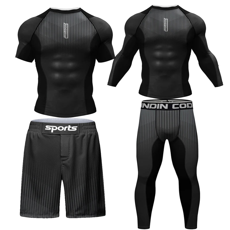 Ensemble Rashguard MMA – T-Shirt + Pantalon Compression – Jiu Jitsu / Kickboxing / Grappling - BLACKBEARD OUTDOOR INDUSTRIES
