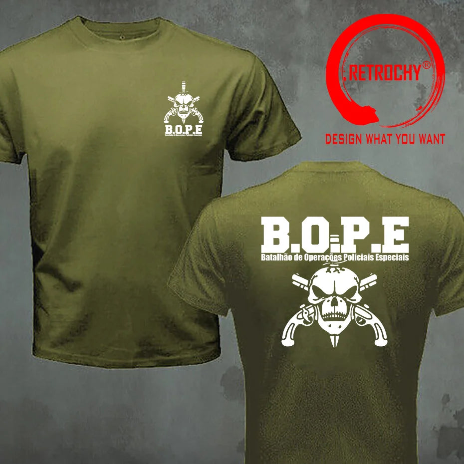 Brazil BOPE Elite Special Force T Shirt Black Beige White Cotton O-Neck Summer Short Sleeve Casual Mens T-shirt Plus Size S-6XL - BLACKBEARD OUTDOOR INDUSTRIES
