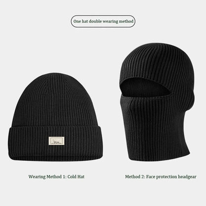 Bonnet Cagoule 2-en-1 Tricot Hiver – Masque Visage Ski Cyclisme Tactique