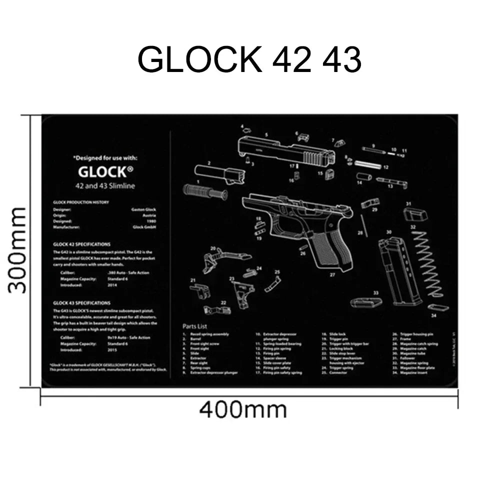 Tapis de Nettoyage pour Arme | Tapis Souris Multi-Armes – AR15, AK47, Remington 870, Glock, CZ75, P226, 1911… - BLACKBEARD OUTDOOR INDUSTRIES