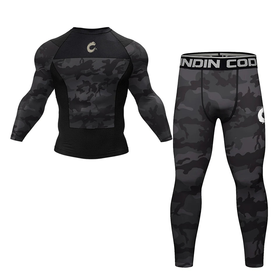 Ensemble Compression MMA BJJ Homme — Rashguard + Short Séchage Rapide | Boxe, Muay Thai, Grappling | M à XXL - BLACKBEARD OUTDOOR INDUSTRIES