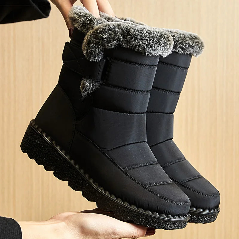 Bottes neige femme imperméables à doublure peluche
