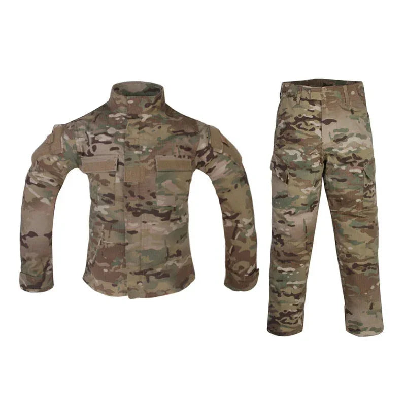 Tenue Tactique Militaire Enfant – Chemise + Pantalon Camouflage MC – Genouillères Amovibles – 6 à 14 Ans
