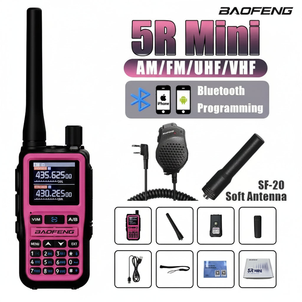 Talkie-Walkie Rose Baofeng U5R Mini – Bluetooth, 999 Canaux, USB-C, IP45