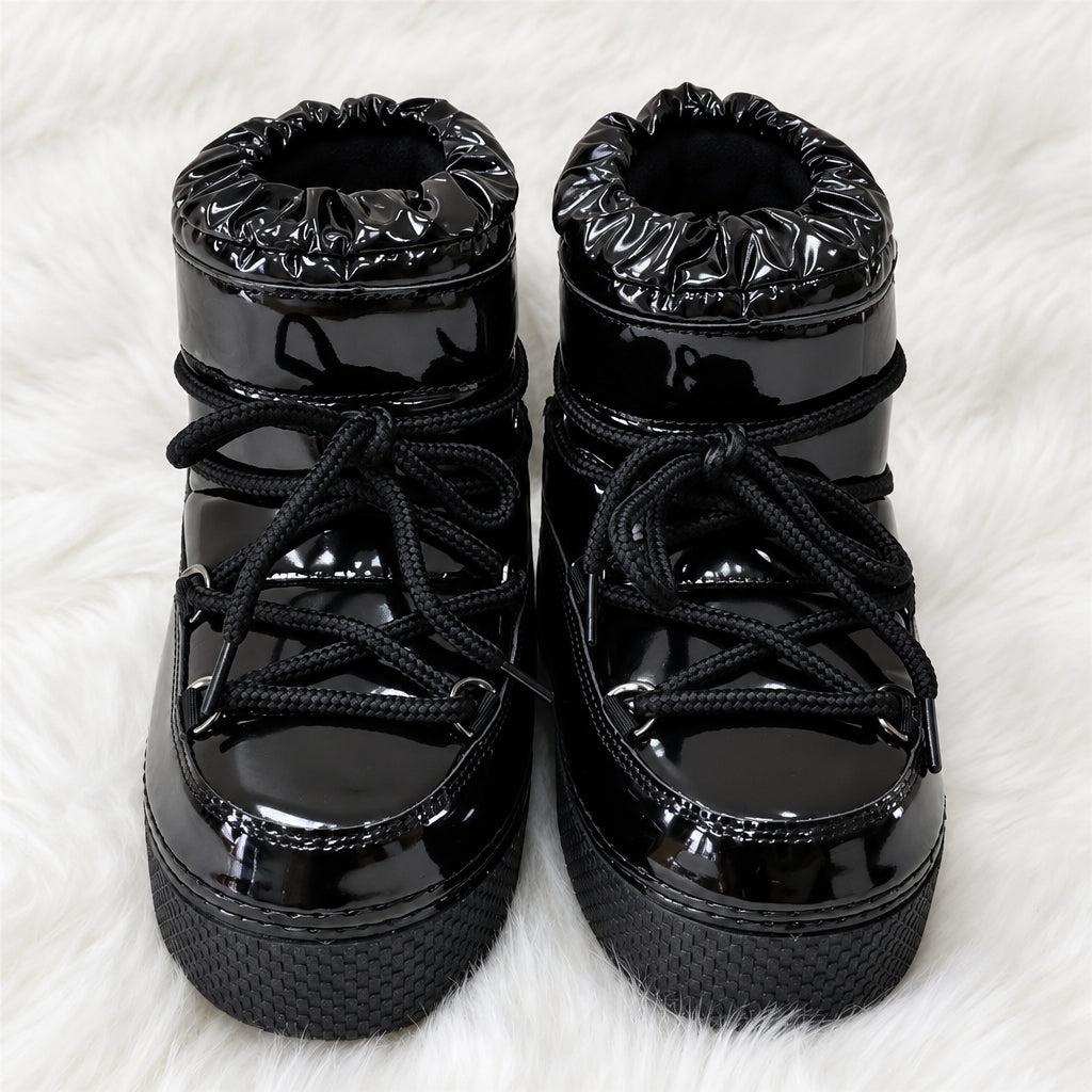 Bottines de neige brillantes femme à lacets