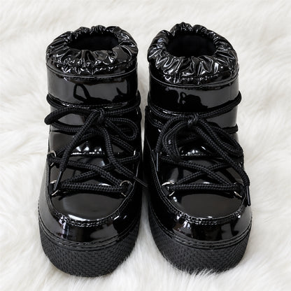 Bottines de neige brillantes femme à lacets
