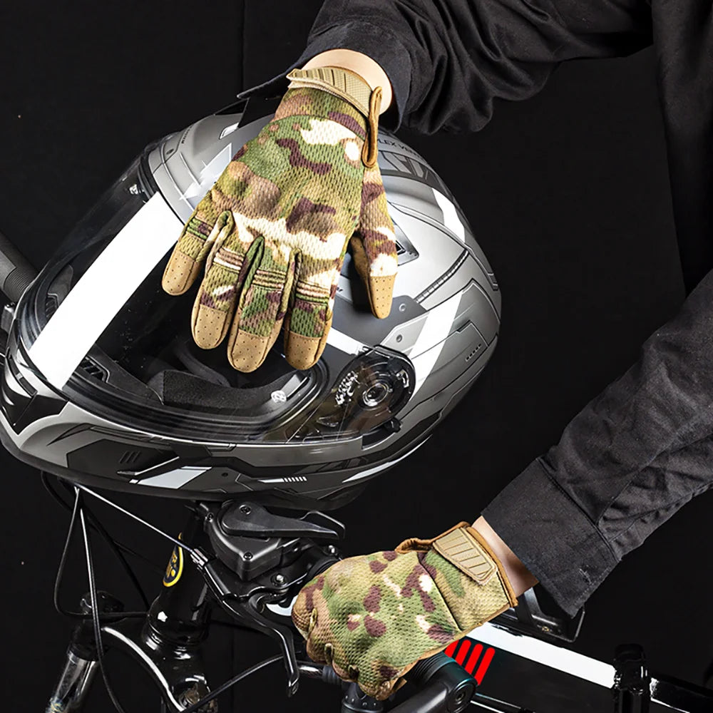 Gants Tactiques Écran Tactile – Polyester, Camouflage | Airsoft, Moto, Vélo, Paintball, Outdoor