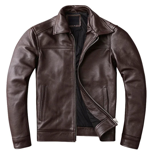 Blouson en Cuir de Vache Véritable Homme — Coupe Slim Casual | Noir & Marron | S à 6XL - BLACKBEARD OUTDOOR INDUSTRIES