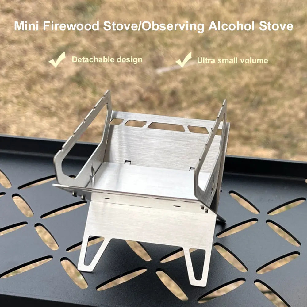Mini-réchaud à bois pliable en inox pour camping