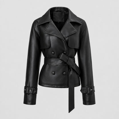 Blouson Femme en Similicuir Coupe Ajustée - Automne/Hiver