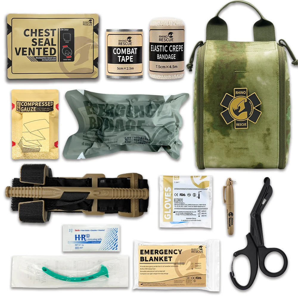 RHINO RESCUE Poche IFAK Tactique MOLLE – Nylon 500D, Premiers Secours Outdoor