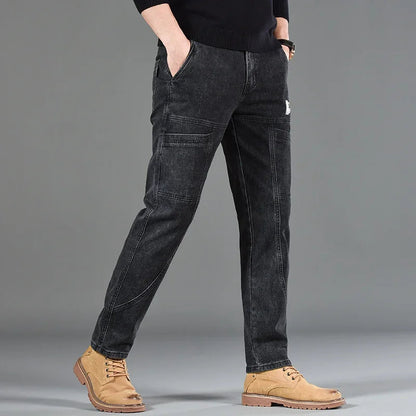 Jean Slim Fit Homme Style Coréen - Pantalon en Denim Élastique Gris Taille Moyenne BLACKBEARD OUTDOOR INDUSTRIES