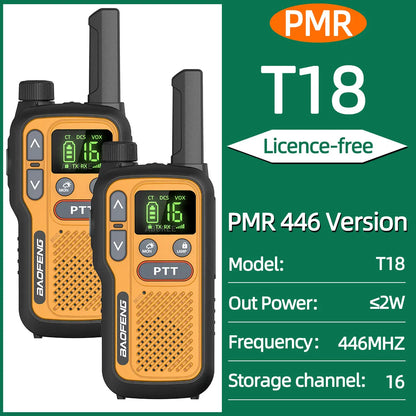Pack 2 Talkies-Walkies PMR/FRS Sans Licence – Double PTT, VOX, USB-C, Alerte Météo