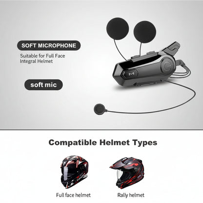 X1 Plus – Intercom Moto Bluetooth 5.0, Portée 1000 m, IPX6, Autonomie 12h, Micro Souple ou Rigide