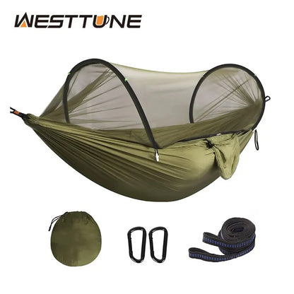 Hamac 3-en-1 Anti-Moustiques Nylon 210T – Ouverture Automatique, Camping Outdoor