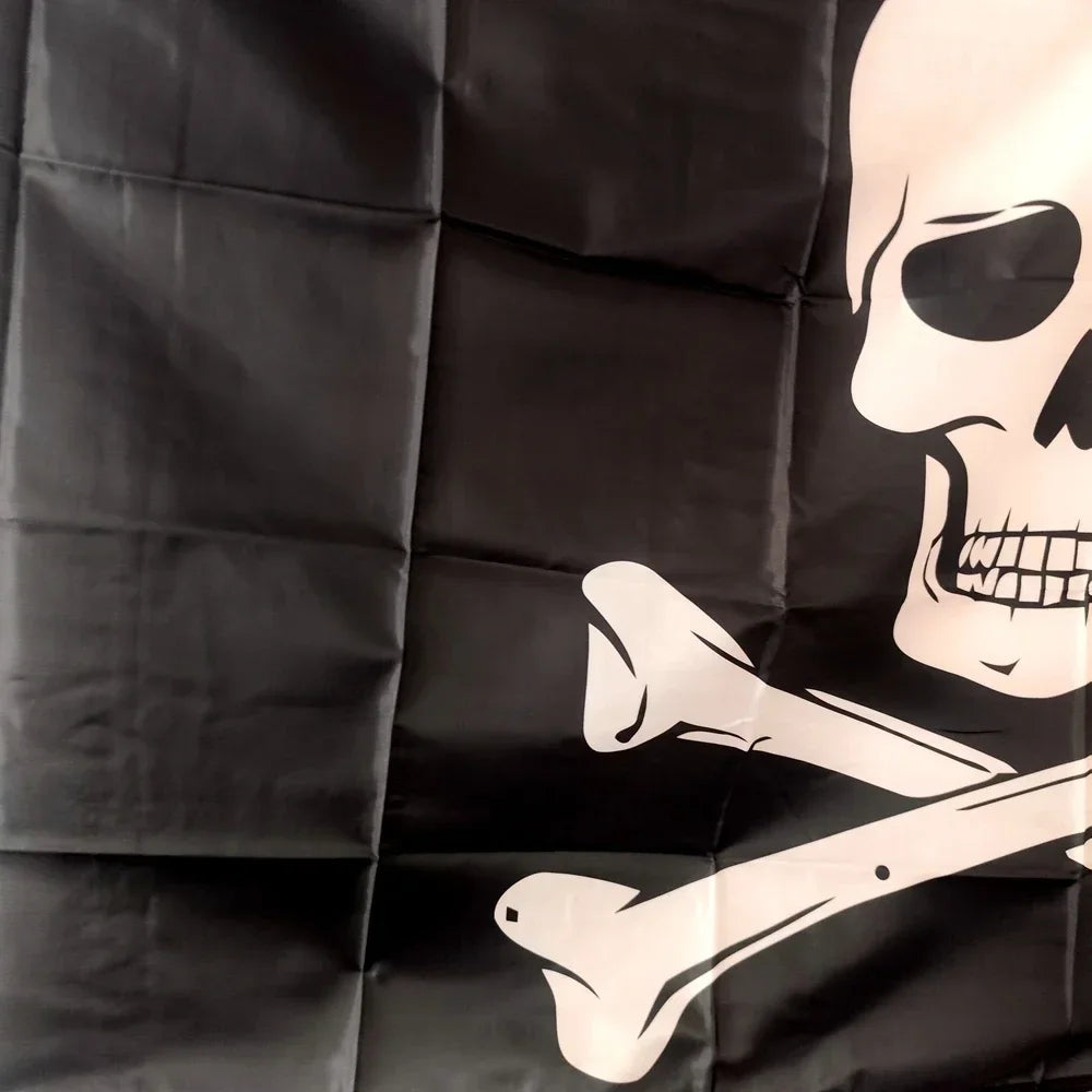 Drapeau Pirate Skull 90x150cm – Design Jolly Roger Jack Rackham – Polyester Durable Résistant aux Intempéries pour Décoration Extérieure BLACKBEARD OUTDOOR INDUSTRIES