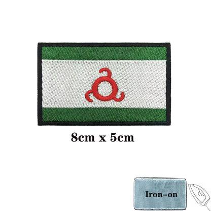 Patch Brodé Drapeau République d’Ingouchie – Thermocollant ou Velcro Hook & Loop, 8x5 cm - BLACKBEARD OUTDOOR INDUSTRIES
