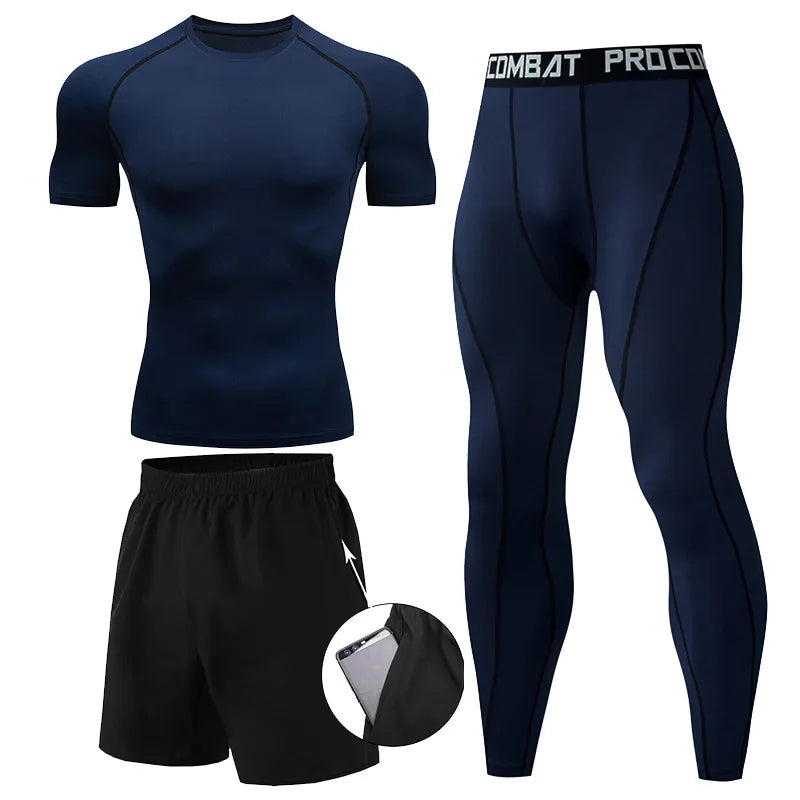 Ensemble MMA homme 2 ou 3 pièces, rashguard et legging de compression