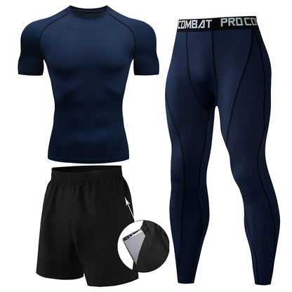 Ensemble MMA homme 2 ou 3 pièces, rashguard et legging de compression