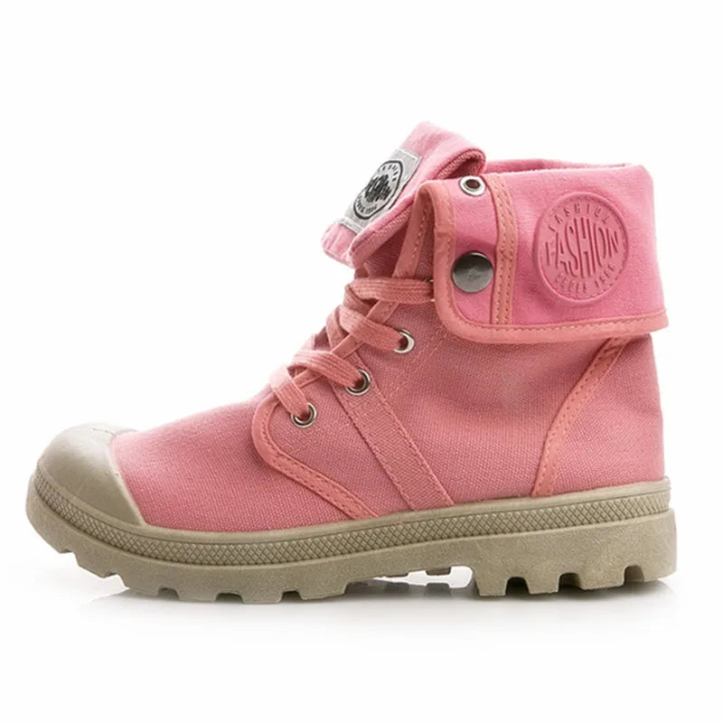 Chaussures Montantes Toile Femme Style Palladium – Respirantes Casual