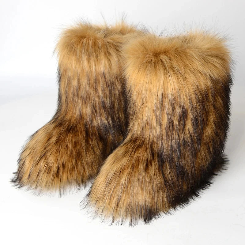 Bottes d’hiver femme fourrées en fausse fourrure