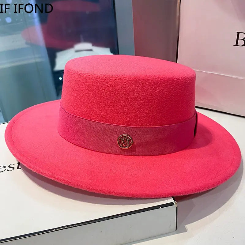 Chapeau fedora femme à bord plat et ruban