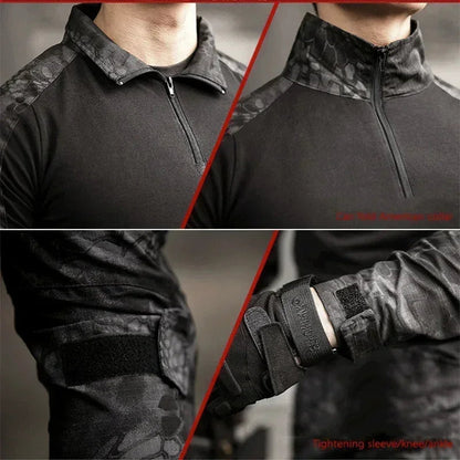 Chemise Tactique à Manches Longues Outdoor CP - T-shirt Combat à Zip 1/4 en Ripstop Coton Camo pour Hommes BLACKBEARD OUTDOOR INDUSTRIES