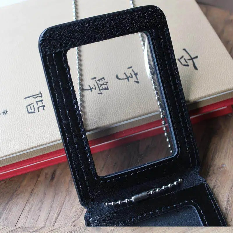 Porte-Badge Cuir Véritable Police Militaire – Chaîne Inox ou Lanyard, Horizontal/Vertical - BLACKBEARD OUTDOOR INDUSTRIES