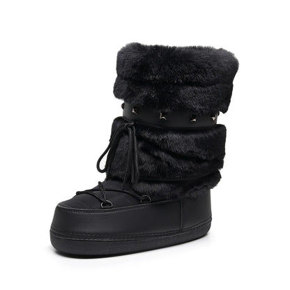 Bottes de neige fourrées femme mi-mollet