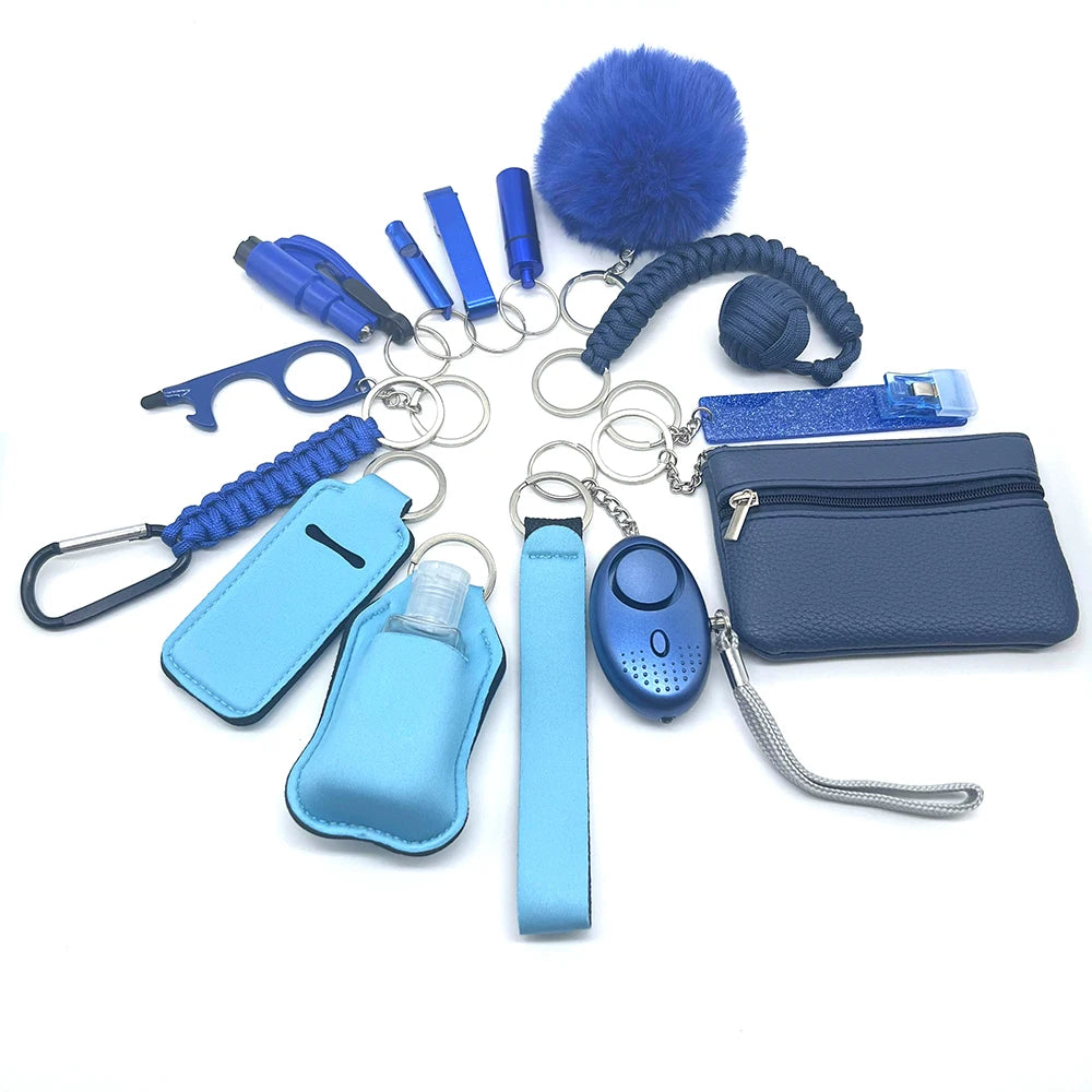 Kit porte-clés de sécurité multifonction 15 pièces