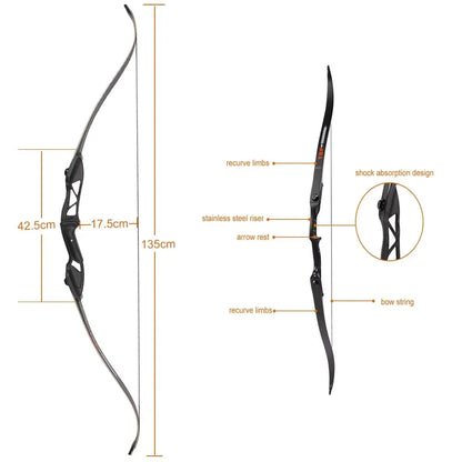 56" Archery Recurve Hunting Bow 30-50lbs Outdoor Hunting Take-down Bow for Right-handed Powerful Shooting Target Practice Bow BLACKBEARD OUTDOOR INDUSTRIES
