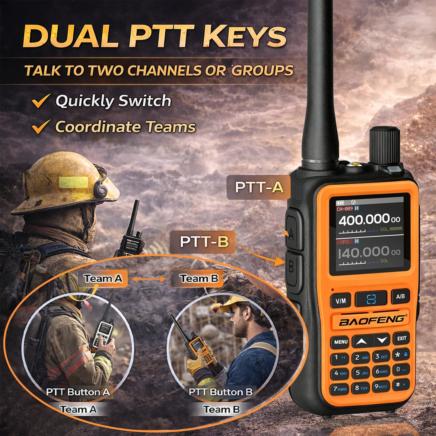 Pack 2 Talkies-Walkies BAOFENG UV-5R Mini – Double Bande, 5W, Bluetooth, Charge USB-C