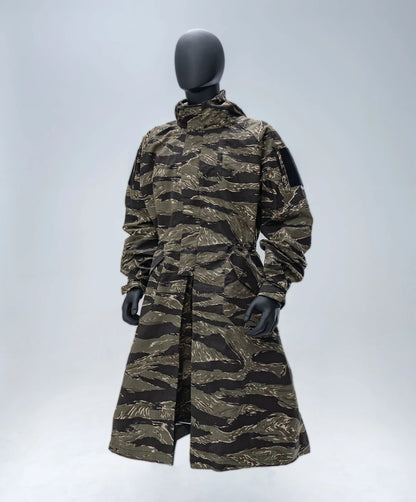 Manteau tactique à capuche homme : trench long coupe-vent en coton-polyester - BLACKBEARD OUTDOOR INDUSTRIES