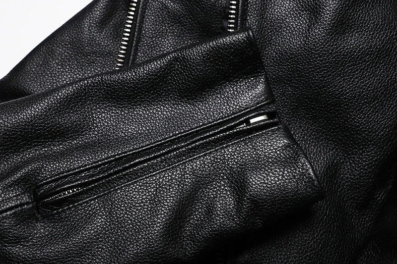 Blouson Homme Moto Classique en Cuir Véritable - BLACKBEARD OUTDOOR INDUSTRIES