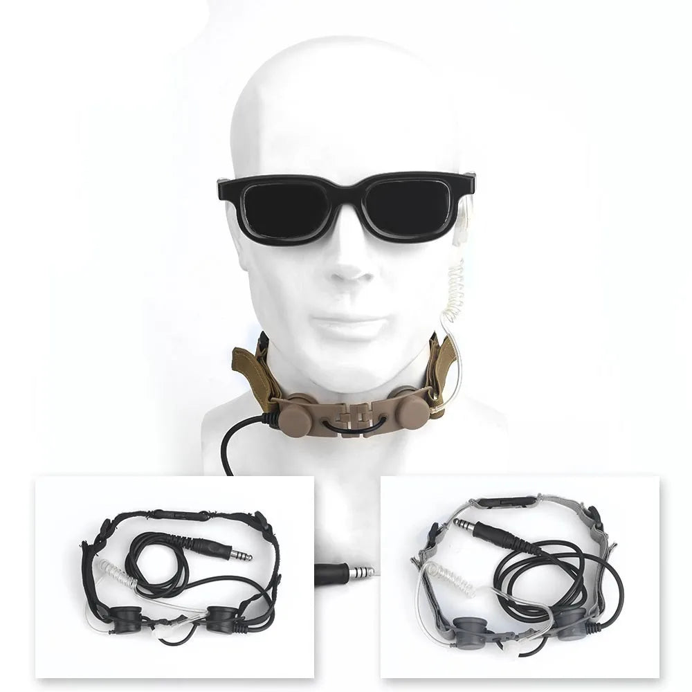 Microphone Laryngophone Tactique WADSN pour Radio Kenwood, BaoFeng UV-5R, UV-5X, UV-82 avec PTT U94 BLACKBEARD OUTDOOR INDUSTRIES