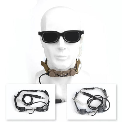 Microphone Laryngophone Tactique WADSN pour Radio Kenwood, BaoFeng UV-5R, UV-5X, UV-82 avec PTT U94 BLACKBEARD OUTDOOR INDUSTRIES