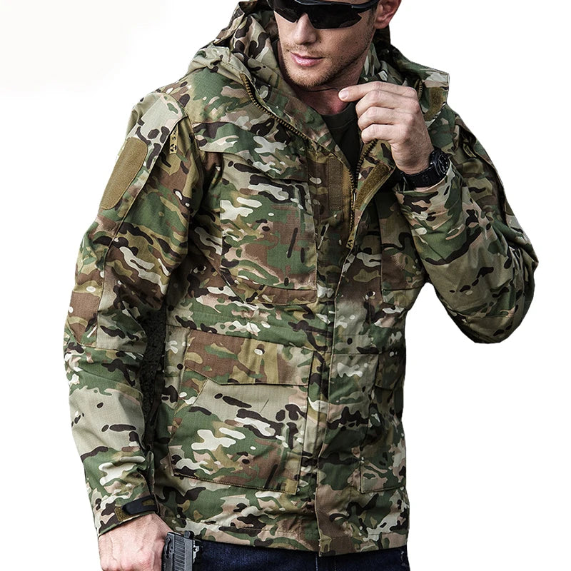 Veste M65 Militaire Homme | Coupe-Vent Tactique Étanche avec Capuche – Hiver/Automne - BLACKBEARD OUTDOOR INDUSTRIES