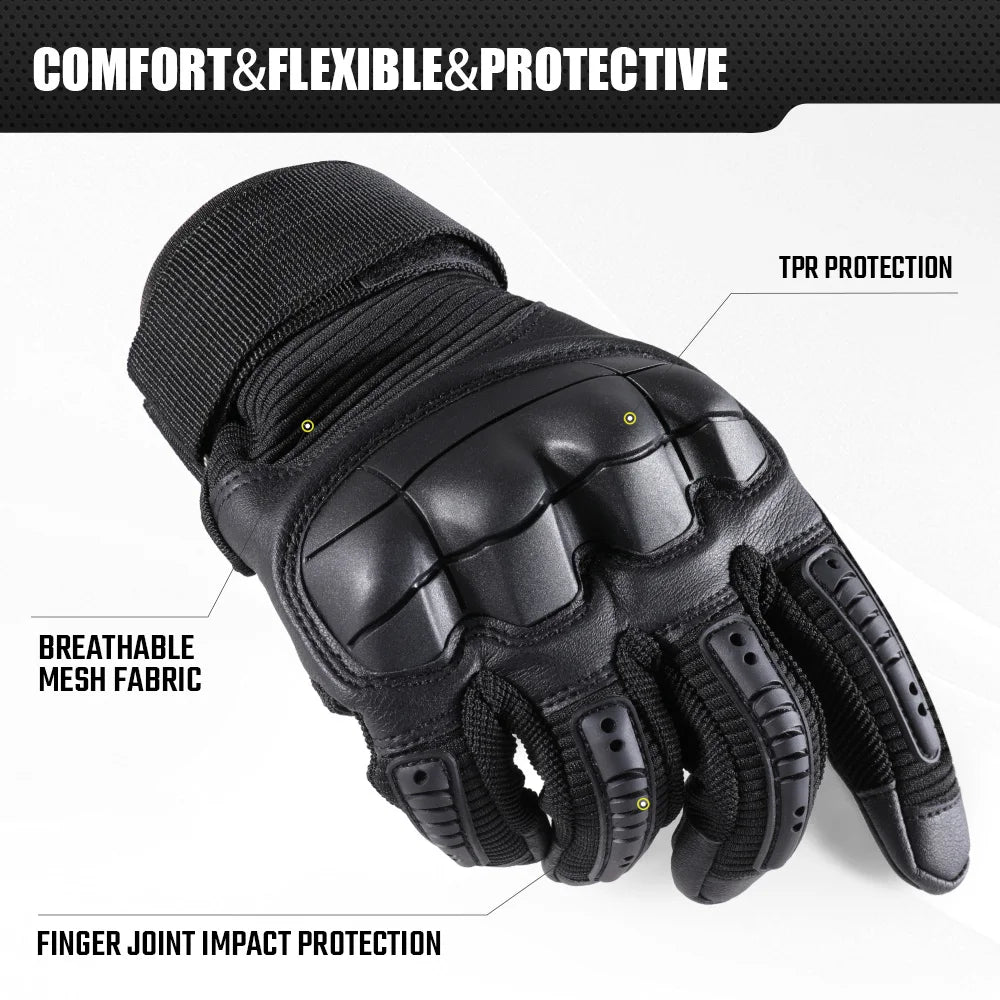 Gants Tactiques Plein Doigt JIUSUYI – Coque Caoutchouc Tactile Airsoft moto Combat