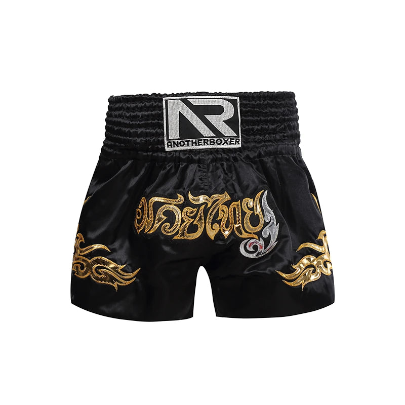Short Muay Thai Brodé – MMA Kickboxing – Satin Polyester – Homme Femme Enfant - BLACKBEARD OUTDOOR INDUSTRIES