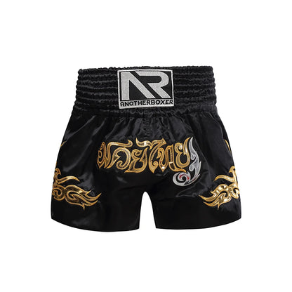 Short Muay Thai Brodé – MMA Kickboxing – Satin Polyester – Homme Femme Enfant - BLACKBEARD OUTDOOR INDUSTRIES
