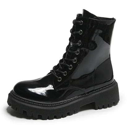Bottines Plateforme Femme Style Moto – Talon Carré Haut, Zip, Bout Rond | 3 Coloris