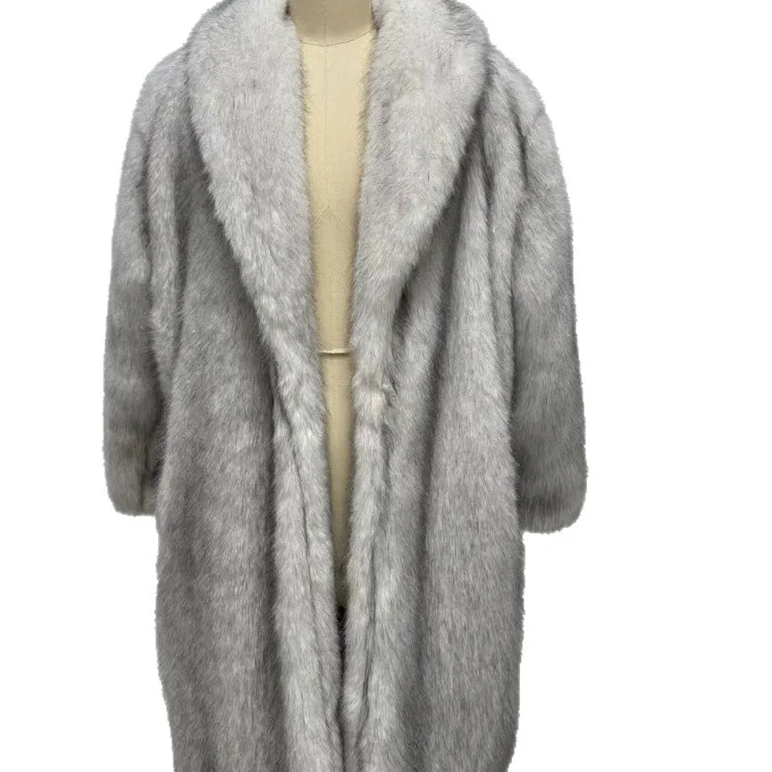 Manteau long en fausse fourrure femme, style renard