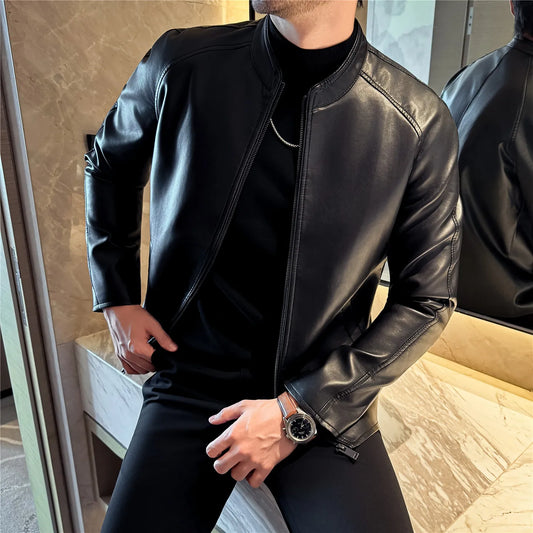 Veste homme slim en simili cuir noir