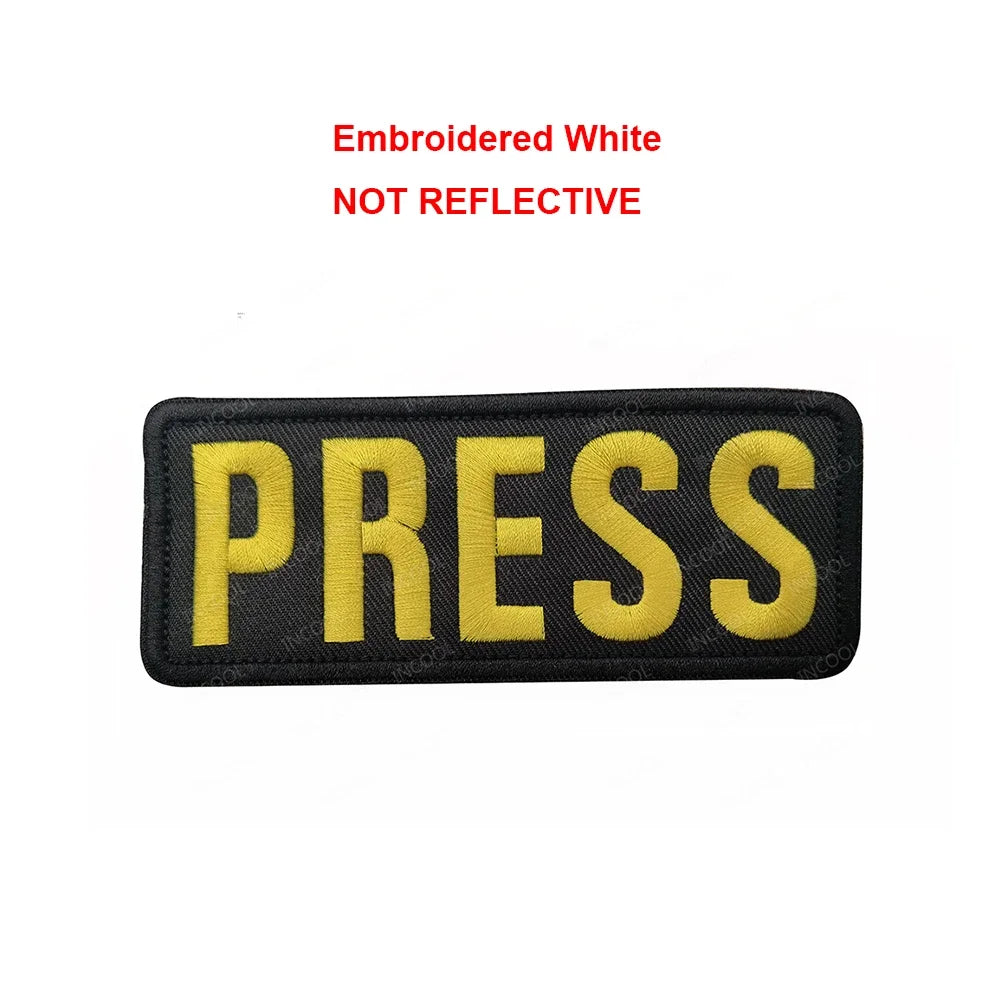 Patch Brassard Brodé PRESS MEDIA INSTRUCTOR – Réfléchissant & Lumineux | Velcro