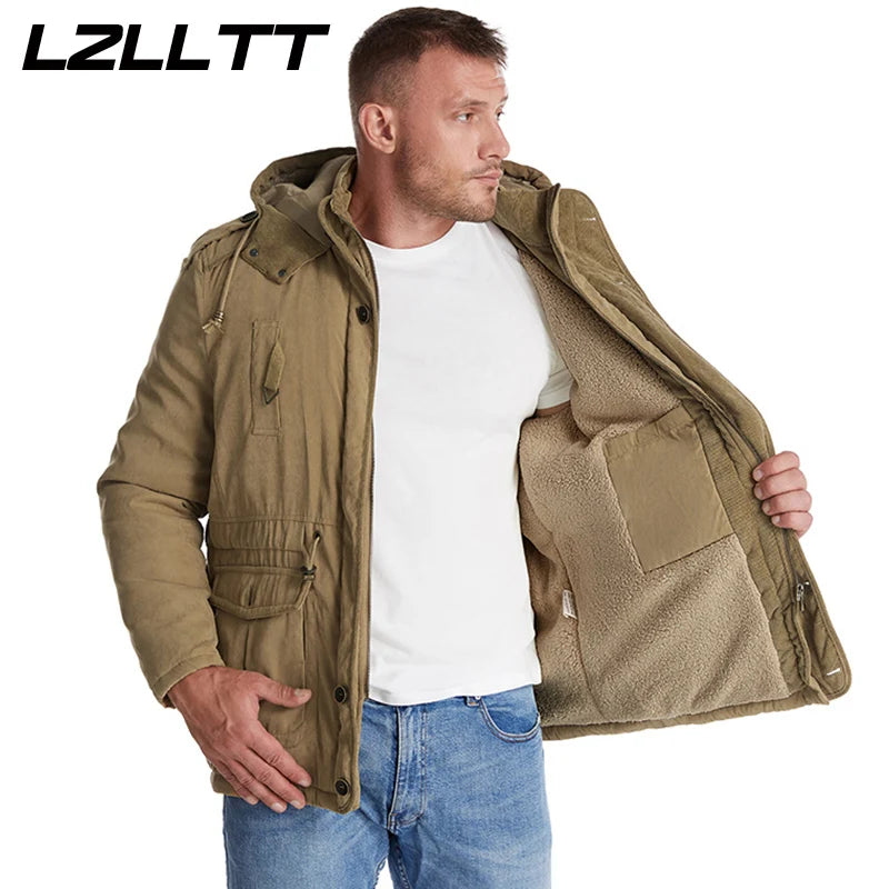 Parka Homme Hiver Chaude – LZLLTT Avec Capuche Amovible | Doublure Polaire | Multipoches | -30°C à +5°C - BLACKBEARD OUTDOOR INDUSTRIES