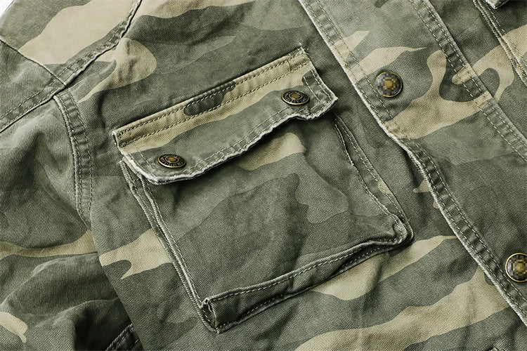 Casual Camouflage Cargo Jacket Mens Cotton Multi Pocket Tactical Coats Stand Collar Fashion Vintage Autumn Bomber Outwear BLACKBEARD OUTDOOR INDUSTRIES