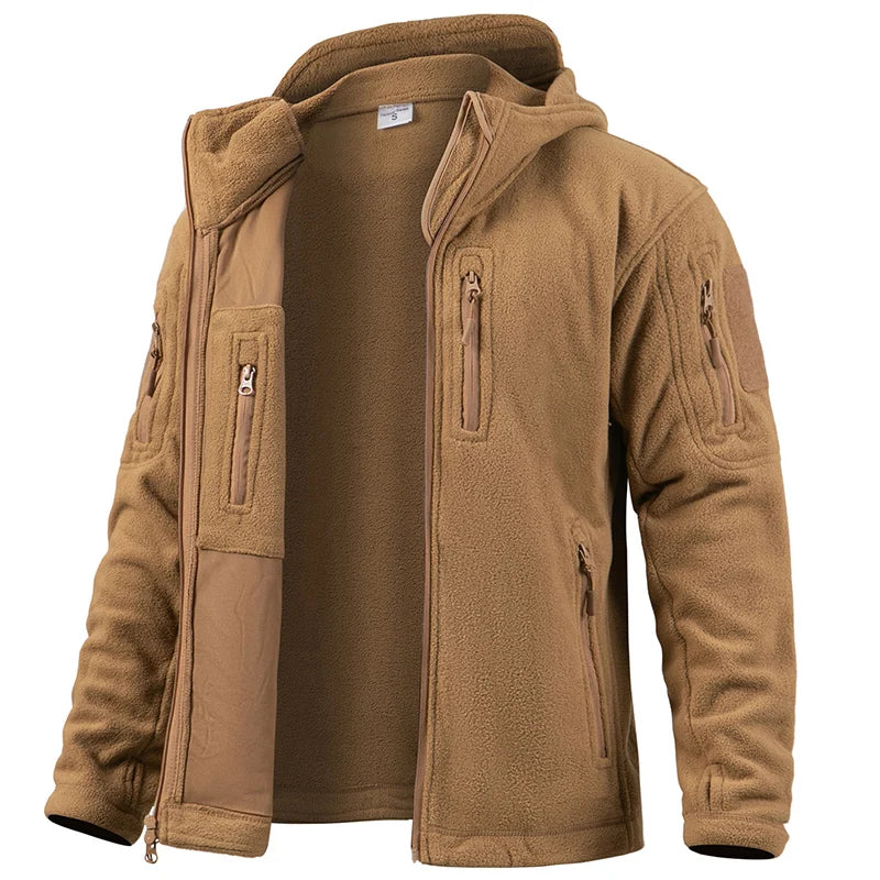 Veste Polaire Tactique Homme Hiver – Fermeture Complète, Capuche, Multi-Poches | Randonnée Chasse - BLACKBEARD OUTDOOR INDUSTRIES